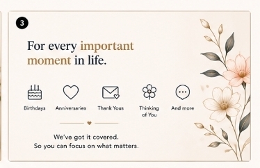 For every important moment — birthdays, anniversaries, thank yous, thinking of you